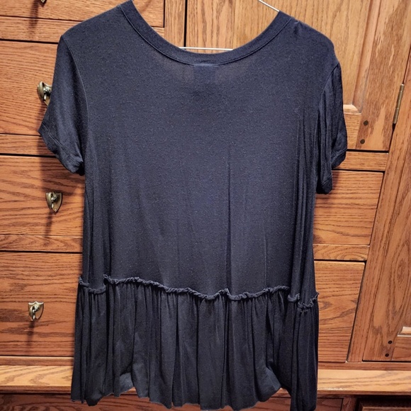 Agnes & Dora Peplem Ruffle Scoop Neck Short Sleeve Shirt S - Picture 4 of 4